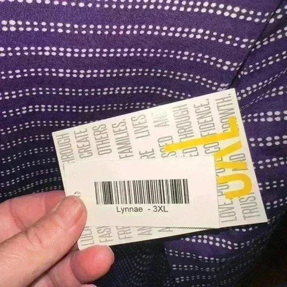 Lularoe 3X purple & white  long sleeve striped Lynnae top. NWT. Hi/lo hem.Basic! - Picture 4 of 7